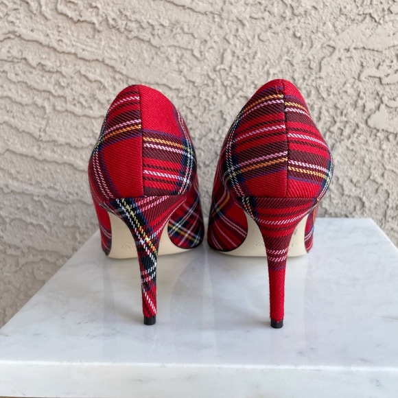 J. CREW COLLECTION Tartan Plaid Silver Sequin Star Pointy Toe Lucie Pumps Heels - Picture 7 of 13